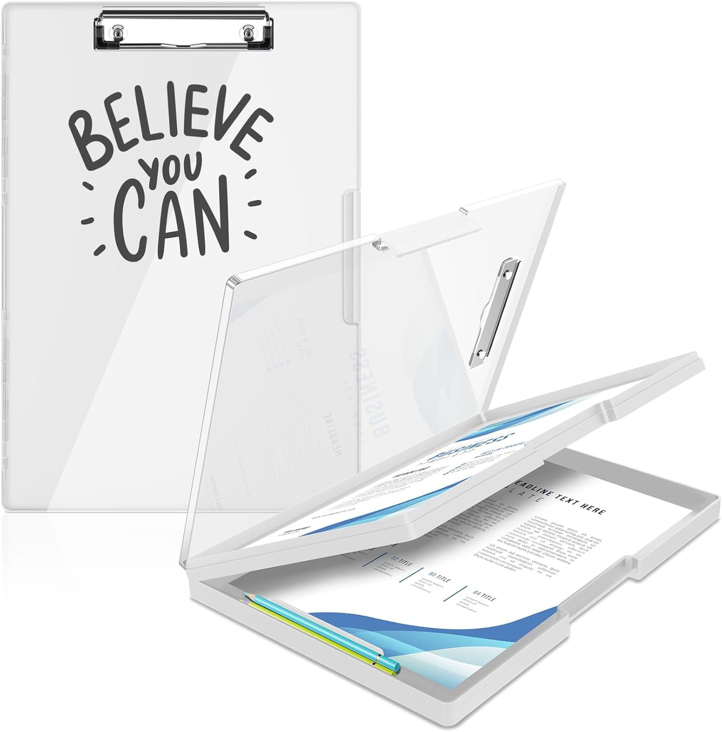 Sooez Clipboard with Storage, Heavy Duty Cleaview Clip Boards 8.5x11 with Dual Storage, Dry Erase Plastic Nursing Clipboard, High Capacity Clipboards Folder for Teacher Nurse, School & Office Supplies