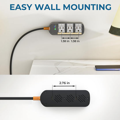 Surge Protector Power Strip,1625W/13A,5Ft Extension Cord with 3 Outlets,Waterproof Class 6 Heavy Duty Extension Cord for Indoor Outdoor,UL FCC IPX6 Listed (Transparent, 5FT)