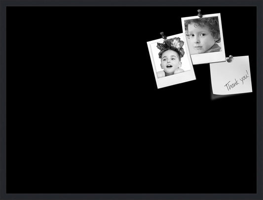 PinPix 40x30 Inch Cork Bulletin Board. This Decorative Framed Pin Board Comes with Solid Black Design and a Satin Black Frame. Ideal for Home Office Decor or Message Board (PinPix-622)