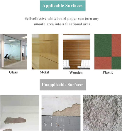 Magnetic Dry Erase Whiteboard Paper, 40" x 30" Adhesive White Board Roll for Wall, Easy to Write and Clean Dry Erase Magnetic Board for Kids, Office, Home, with Marker, Eraser and Magnets