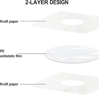 YVW 25Pcs Vinyl Record Inner Sleeves, White Kraft Paper Record Sleeves with Poly Lined for 12" Records, Corner Cut Design Acid Free Album Covers, Vinyl Record Album Covers LP Jacket Protective
