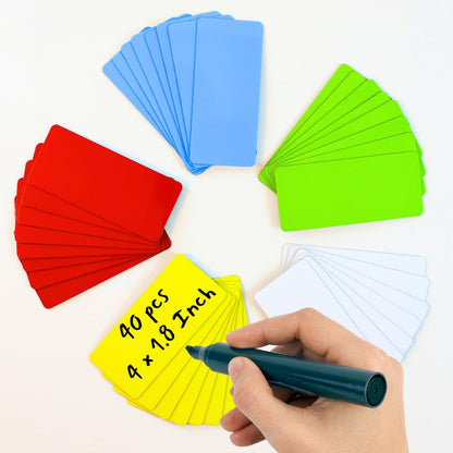Availey 40 Pieces (4 x 1.8") - Full Colored Magnetic Dry Erase Labels - Reusable Strips for Classroom Home Office Garage Refrigerator Blank Writable Erasable Cards Name Tags Students Locker Shelf