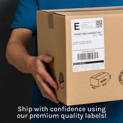 Premium Label Supply White Sticker Half Sheet Labels – 8.5" x 5.5" – Laser/Inkjet Compatible – (2 per Sheet), 25 Sheets - 50 Total Adhesive Labels