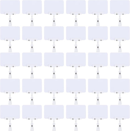 20Pack Mini Chalkboard Signs with Rotatable Clip, Erasable Double Sided Blackboard Clips Plastic Merchandise Sign Display Clip Holder for Food, Store Signs Displays (White)