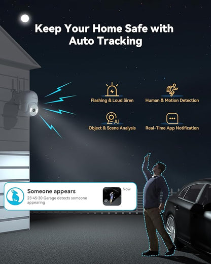 blurams 2K Security Camera Outdoor, Pan-Tilt Outdoor Camera Wired w/360° View, Motion Tracking, 2.4/5GHz WiFi 6, 2-Way Audio, Weatherproof, Free Person/Motion Detection, 24/7 Recording 2Pack