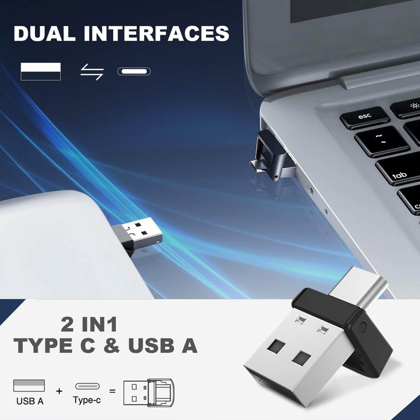 Rechargeable Presentation Clicker for Laptop PowerPoint, USB-A USB-C Presentation Pointer, Wireless Presenter Remote Power Point Clicker for Computer/Mac/PPT/Google Slide Advancer