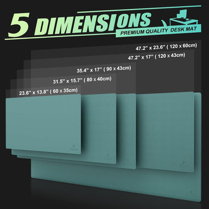 K KNODEL Large Office Leather Desk Mat, Mouse and Keyboard Pad, Computer and Laptop Mat, Desktop Protector and Cover, Writing Pad and Blotter (47.2"x23.6", Green)