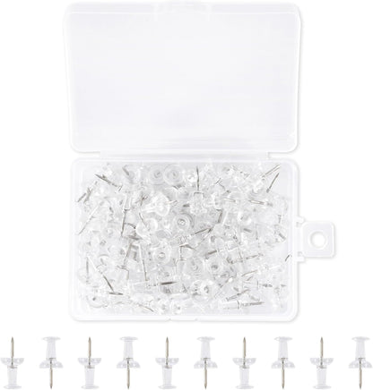 120Pcs Push Pins for Bulletin Board, Thumb Tacks for Cork Board, Clear Plastic Head, Steel Tip, Thumbtacks for Wall Poster Photo Maps Pictures Office Home Decor