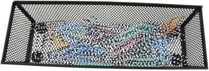 HAHIYO Stackable Mesh Tray Cup 9 x 3 x 2 inches Sturdy Container for Desk Drawer Organizer Collection for Home Office School kitchen Soft Foam Feet No Sharp Edges 2 Pack Black