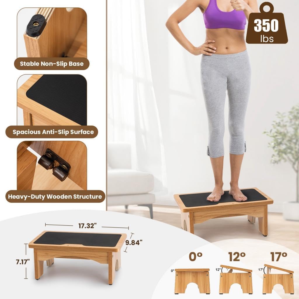 StrongTek Adjustable Foot Rest for Under Desk, 3-Level Adjust Incline, 7" Step Stool for Kids Adults, Ergonomic Foot Stool Relieves Swelling, One Step Stool with Non-Slip Surface for Home and Office