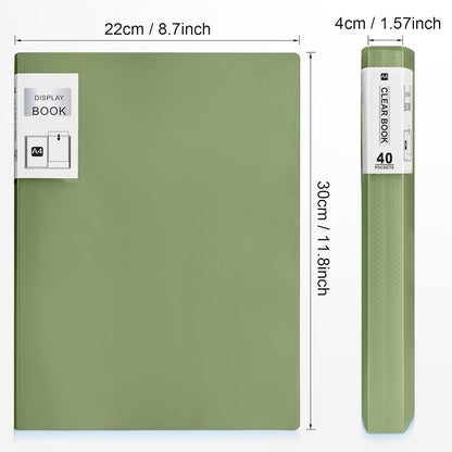 Marspark 6 Pcs Binder with Plastic Sleeves Large 8.5" x 11" Display Presentation Book 40 Pocket 80 Pages Art Portfolio Folder Clear Sheet Protector for Photo Document (Green)