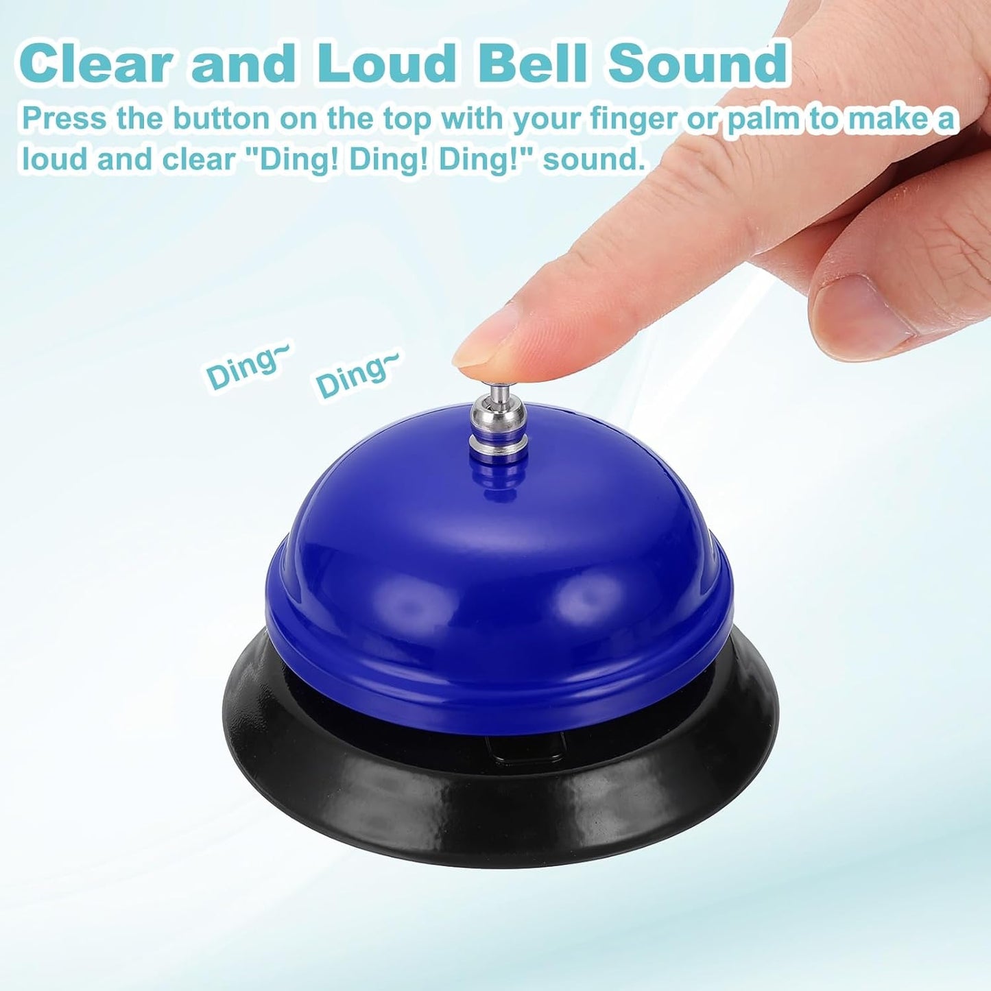 uxcell 2Pcs Desk Service Call Bell, 3.35 Inch Metal Dinner Service Bell Ring for Hotel Restaurant Reception Area and Wedding Party Events, Blue