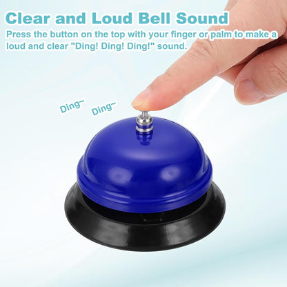 uxcell 2Pcs Desk Service Call Bell, 3.35 Inch Metal Dinner Service Bell Ring for Hotel Restaurant Reception Area and Wedding Party Events, Blue