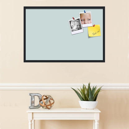PinPix 36x24 Inch Cork Bulletin Board. This Decorative Framed Pin Board Comes with Soft Blue Design and a Satin Black Frame. Ideal for Home Office Decor or Message Board (PinPix-1814)