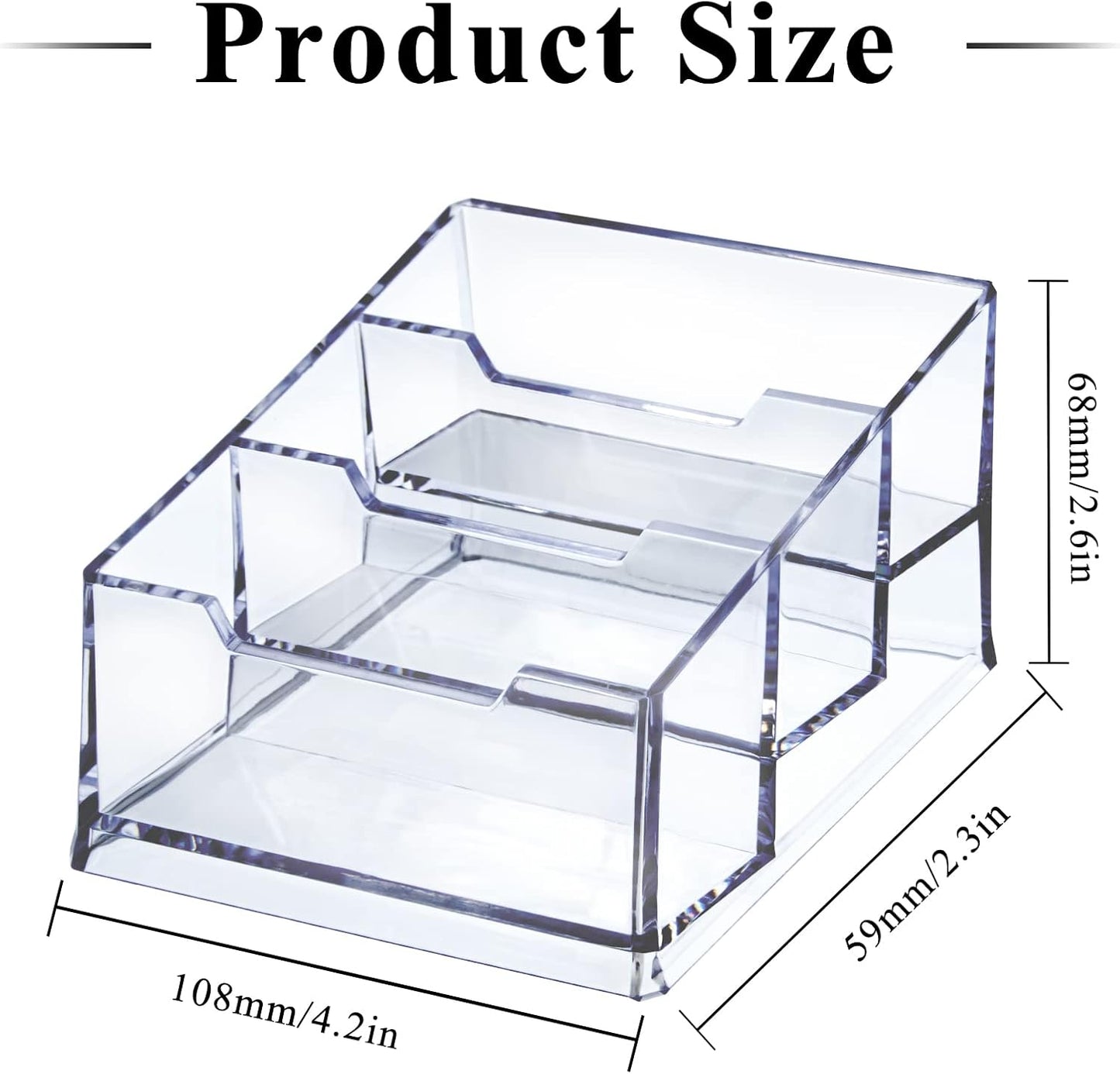 Clear Acrylic Business Card Holder,3 Tier Premium Acrylic Clear Business Card Holder Stand for Desk Fits 150 Business Cards