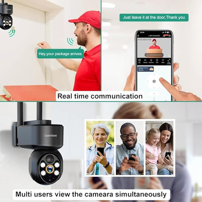 WiFi Security Camera Wireless Outdoor 2 Packs,360° PTZ Solar Camera Outdoor Wireless for Home Security,Work with Alexa,AI Motion Detection,PIR Siren,Cloud & SD Card Storage, 2-Way Audio
