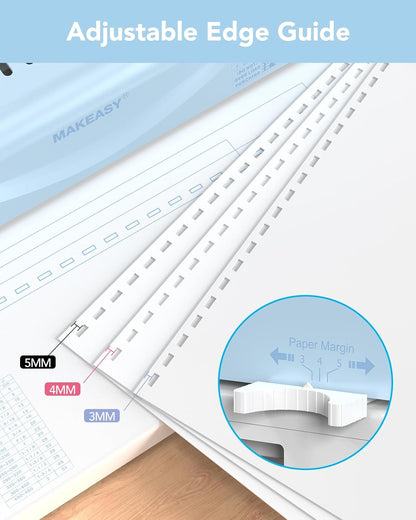 MAKEASY Binding Machine, 21-Hole, 450 Sheets, Comb Binding Machines with 1 Box Comb Bindings Spines, Comb Binder for Letter Size, A4, A5 Paper