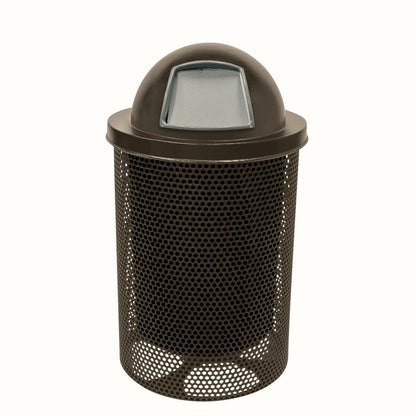 RDT-P-TXTBRW Heavy Duty Round Trash Receptacle with Dome Top, Liner Included, 32 Gallon, Textured Brown, Made in America
