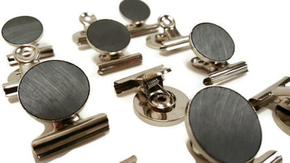 Mini Silver Refrigerator Magnet Hook Clips for Holding Photographs, Holding Business Cards, Office Organizing, Memo Note Clips (16)