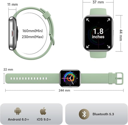 Smart Watches for Women Men, 1.85" Screen Smartwatch Compatible iPhone Android Phone Answer/Make Call, 24/7 SpO2 Sleep Heart Rate Monitor,3ATM Waterproof, Fitness Traker 120+Sport ( 2 Bands Included)