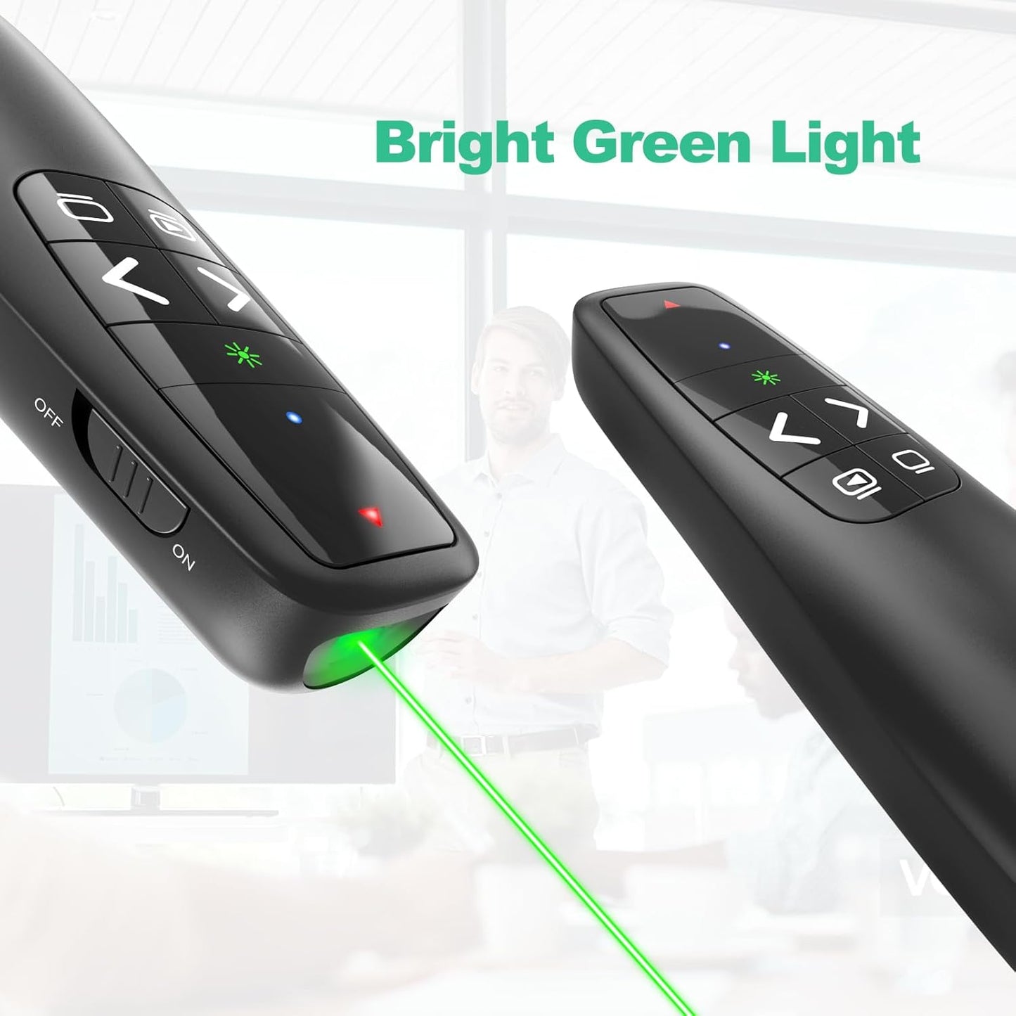 Clicker PowerPoint Presentation Wireless Presenter Remote, Green Laser Pointer for Computer Clickers, USB C A Project Power Point PPT Clicker for Mac Laptop Office, Slideshow Google Slide Advancer