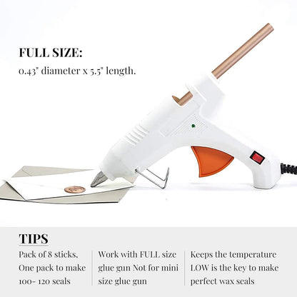 UNIQOOO Metallic Rose Gold Glue Gun Sealing Wax Sticks for Wax Seal Stamp - Great for Wedding Invitations, Cards Envelopes, Snail Mails, Wine Packages, Christmas Gift Ideas, Pack of 8