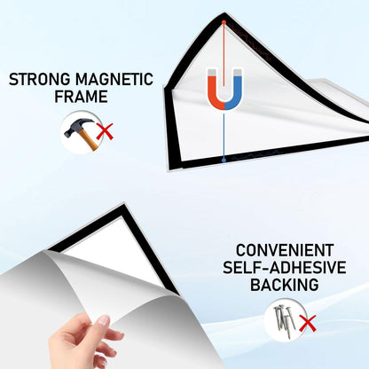 Magnetic Sign Holder - 8.5×11" Wall Mounted Self-Adhesive Magnetic Paper Holder, Transparent Wall Display Frame with Silver Edge, Suitable for Office, Store, Mall, Home (8.5"x11" 6pack)