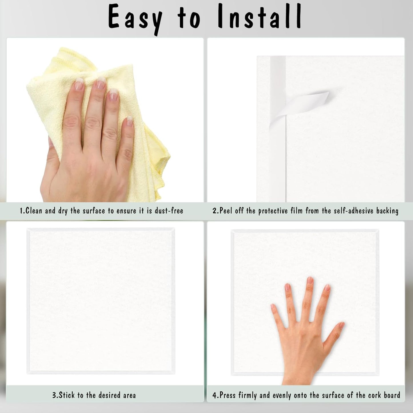 Large Cork Board 36" x 24", 6 Pack Felt Wall Tiles with Colored Pushpins, Bulletin Board with Removable Self-Adhesive Strips, Pin Boards Cork Boards for Walls Office Home School-White