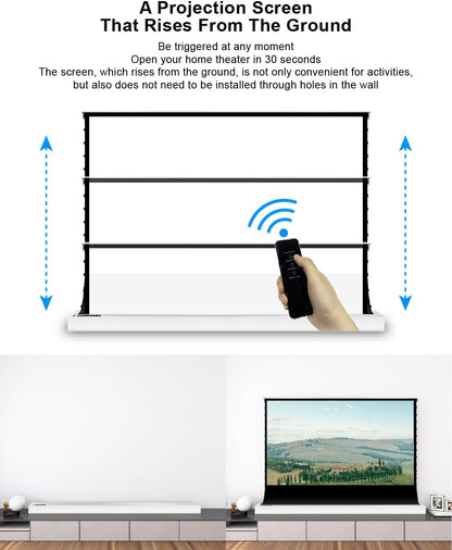 VIVIDSTORM-Movie Screen S 84 inch Motor Rollable Foldaway Portable Screen with White Cinema PVC, 4k 3D HD Gaming/Office Room,Compatible with Standard Projector,VWSDSTW84H