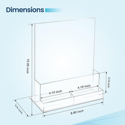 2 Pack Acrylic Flyer Holder 8.5 x 11 Clear Brochure Display Stand with Acrylic and Business Card Holder, Plastic Flyer Display Stand for Magazine, Pamphlet, Booklets, Menu, Journals