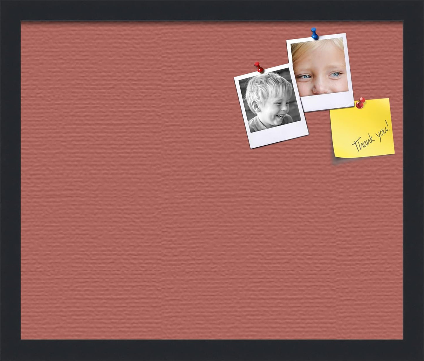 PinPix 18x15 Inch Cork Bulletin Board. This Decorative Framed Pin Board Comes with Crimson Pastel Design and a Satin Black Frame. Ideal for Home Office Decor or Message Board (PinPix-1807)