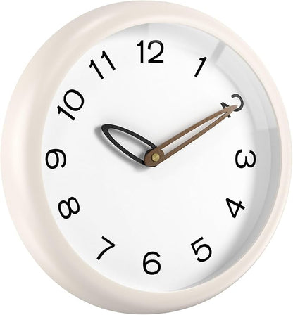Modern Wall Clock,Battery Operated,Tempered Glass,12" Silent Clocks for Living Room,Bedroom,Kitchen,Bathroom - Stylish Home Decor Gift (Off White)