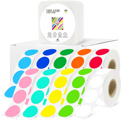 1 Inch Circle Dot Stickers 10000PCS Color Coding Thermal Labels Dots Writable Printable Small Round Stickers for Office, Classroom, Inventory, Garage, Organizing Storage, 10 Mixed Color
