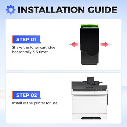 80C1HK0 80C1HC0 80C1HM0 80C1HY0 Toner Cartridge Set 4-Pack Black Cyan Magenta Yellow with chip Replacement Compatible for Lexmark CX410E CX410DE CX410DTE CX510DE CX510DTHE CX510DHE Color Laser Printer