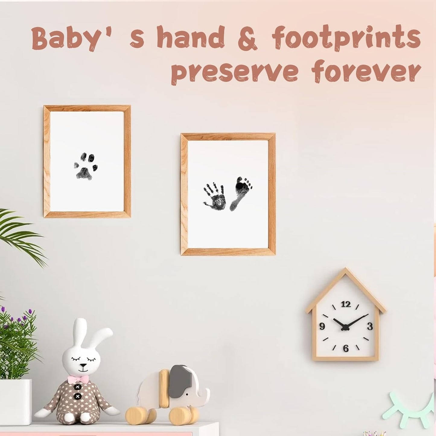 Inkless Baby Hand and Footprint Kit,Clean-Touch Ink Pad Kit,Safe No Mess Printing Infant Hand Foot Stamp,1 Pack Newborn Inkless Print Pads Best Keepsake or Gifts for Family