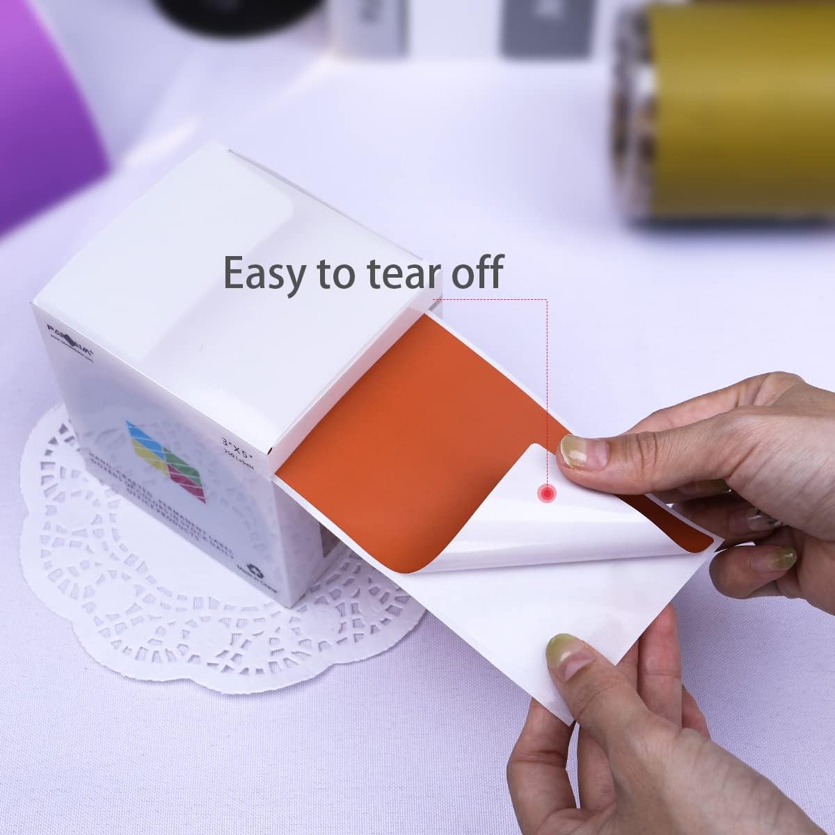 PARLAIM 3" x 5" Rectangle Adhesive Color Code Stickers,250 per Dispenser Box Roll Square Label Inventory Stickers Tan