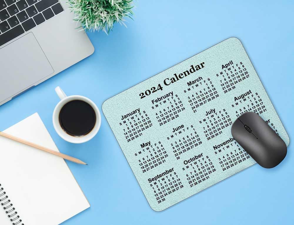 Calendar Mouse pad, Natural Rubber Mouse Pad, Quality Creative Gaming Rectangle Mouse Personalized Desk Mouse Pad 9.5 inch x 7.9 inch (Calendar 2024)