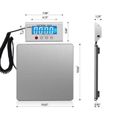 Digital Shipping Scales 440 pounds, Stainless Steel Heavy Duty Postal Scale for Warehouses, Homes, Offices, and Courier Companies, Including Product Manuals and adapters
