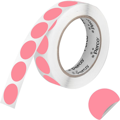 Perco Pink 1-Inch Round Circle Dot Sticker Labels with Removable Adhesive – 1,000 Labels per Roll – Versatile, Vibrant Colors, Reliable Hold, No Residue, Perforated for Convenient Use – Made in USA