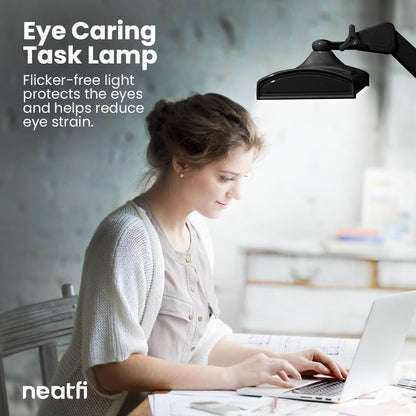 Neatfi Ultra 3,500 Lumen LED Desk Lamp, 45W, 26-Inch Wide Metal Shade, 270 SMD LEDs (Non-CCT with Clamp, Black)