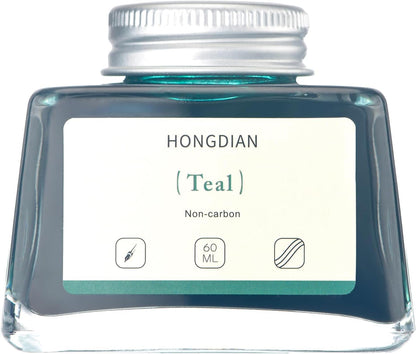 Hongdian Fountain Pen Bottled Ink Teal Color, 60ml Non Carbon Inkwell Bottle, Artist Calligraphy Ink