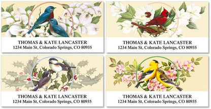 Colorful Images Birds and Blossoms Return Address Mailing Labels, Personalize with Name & Addresses, Set of 144 Self Adhesive, Easy Peel Flat Label Sheets, 1 ⅛ x 2 ¼”, 4 Designs