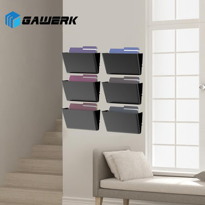 3 Pack Clear Acrylic Single Pocket, Plastic Hanging Wall Mount File Holder for Office Home, Black