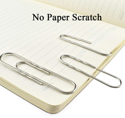 HAHIYO Paperclips Nonskid New Upgrade No Paper Scratch Large 3” Length Paper Clips with Curve Non Skid Heavy Duty Tight Grip Thick Rust Proof Reusable Metal Bright Silver for Home Office 30 Pack
