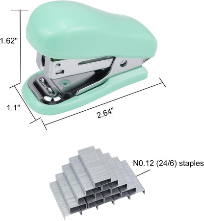 Mini Desktop Stapler Set,20 Sheet Capacity,Includes Built-in Staple Remover and 750PCS No.12 Staples,Small Cute Stapler for Office and School Supplies (Green)