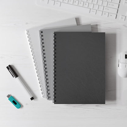 Binditek 50 Pack 16 Mil Leather-Textured Heavyduty Polycovers, Plastic Binding Presentation Covers, Letter Size, 8-1/2 x 11, Unpunched, Square Corners, Black