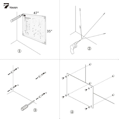 TOWON 47 x 35 Inch Glass Dry Erase Board Reminder, Magnetic Whiteboard Calendar Yearly, Monthly Planner Set for Office, Kitchen and School, Black