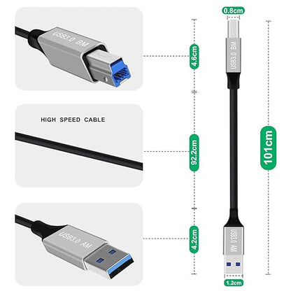 USB 3.0 Printer Cable Super Speed 5Gbps USB 3.0 Type A to B Male Cable for Scanner, External Hard Drives, Multifunction Printers etc (Typ A, 1 m)