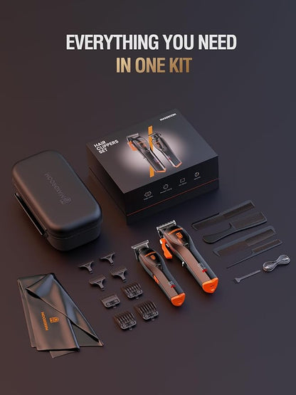 Professional Hair Clippers for Men, 9000 RPM Magnetic Motor, DLC Blades Cordless Hair Cutting Clippers, Beard Trimmer, Haircut Kit, Perfect for Barber Fades, Gifts for Men