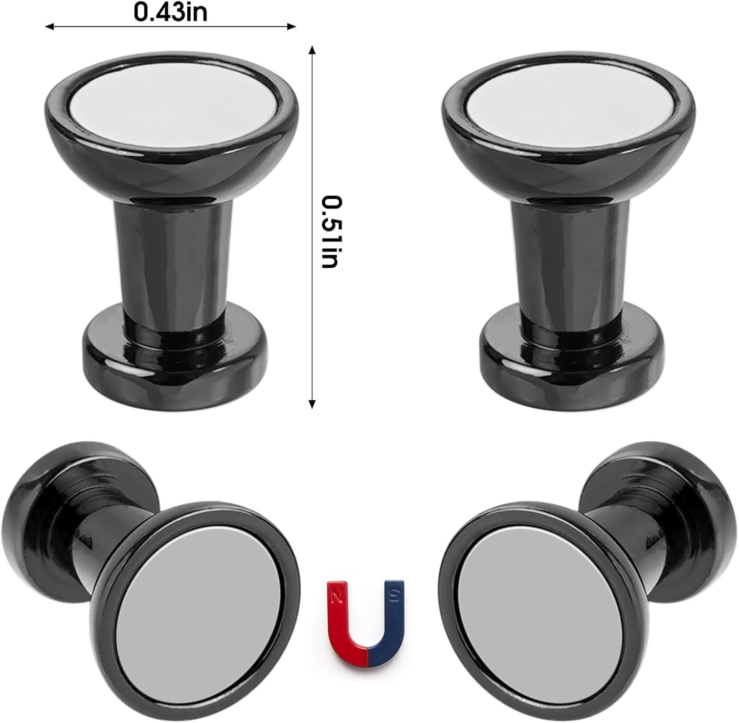 VNDUEEY 12Pcs Black Fridge Magnets Refrigerator Magnet, Metal Magnets for Whiteboard, Small Strong Magnets for Locker, Map, Office, School, Kitchen